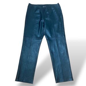 Newport News Jeanology Black Genuine Leather Pants Lined Women’s Size 18 38x32"